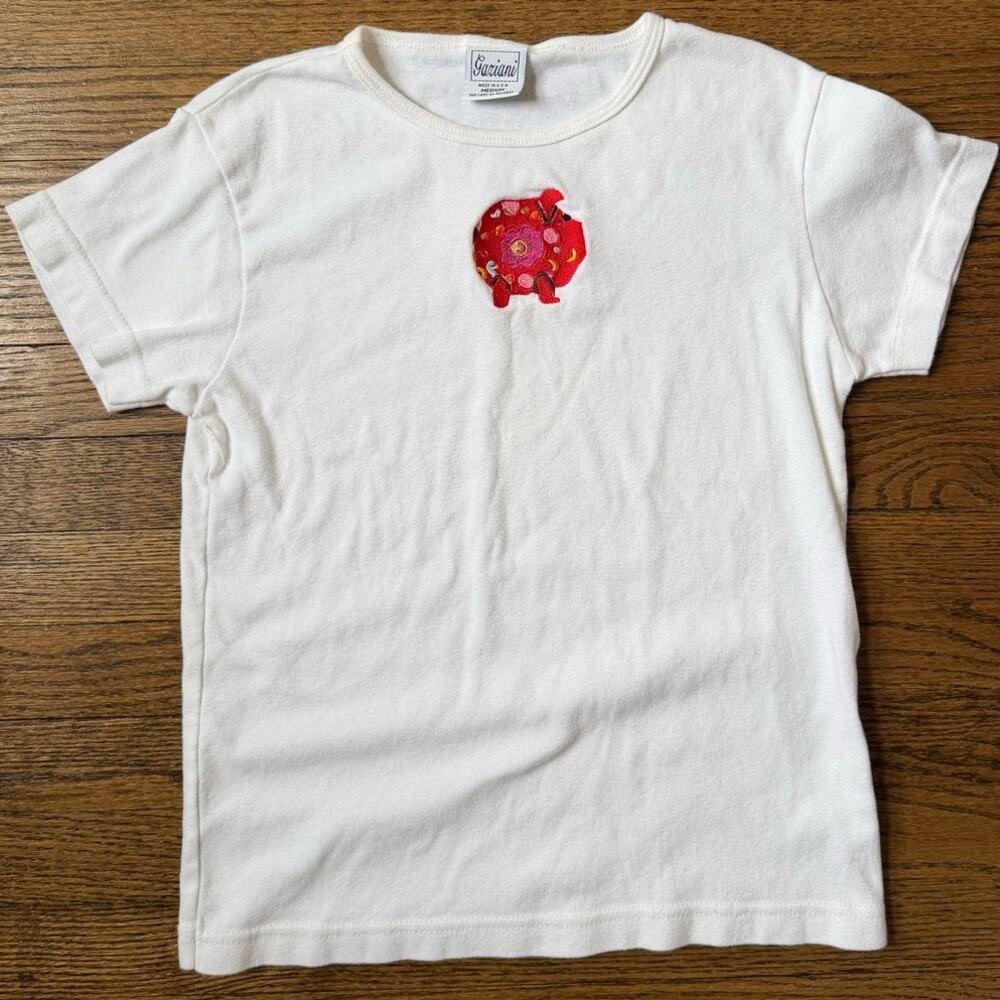 VTG Gaziani Embroidered Pig White T-Shirt Size Medium